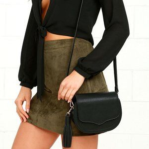 Small black crossbody purse with gold details